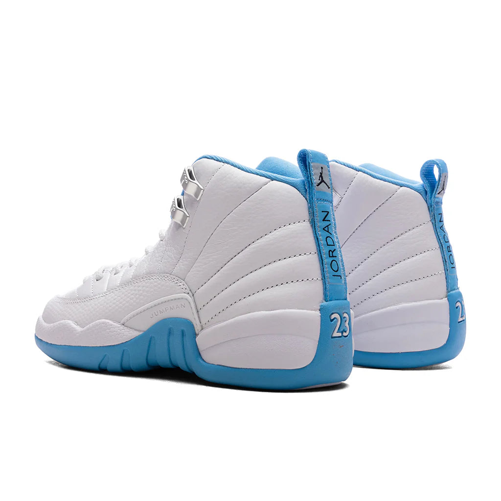 Air Jordan 12 Retro Melo GS White University Blue Metallic Silver
