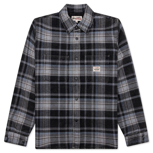 Heavy Washed Plaid Shirt Blue