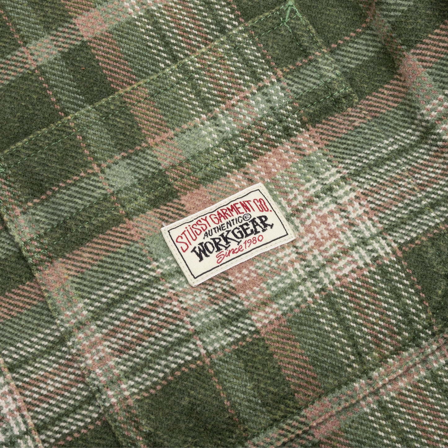 Heavy Washed Plaid Shirt Green