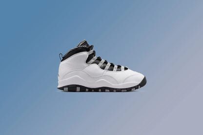 Air Jordan 10 Retro Steel GS White Black Light Steel Grey Dark Powder Blue