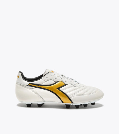Diadora Brasil LT MDPU Firm Ground Soccer Cleats White Gold