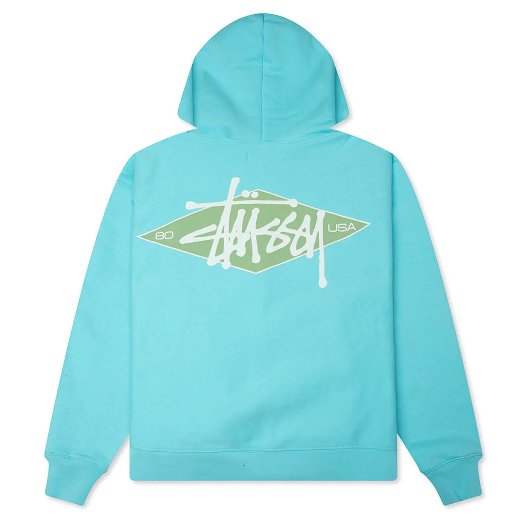 Basic Diamond Zip Hood Teal