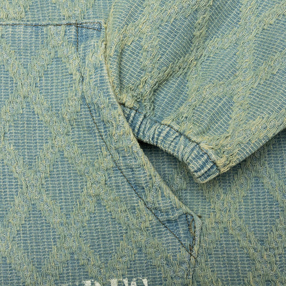 Diamond Jacquard Zip Hoodie Light Indigo