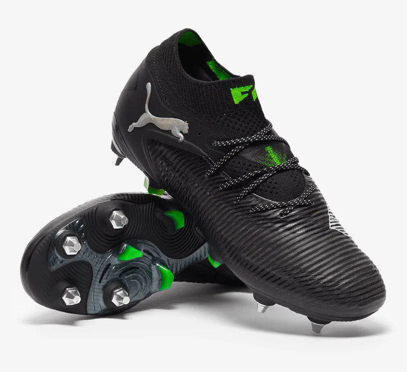 PUMA Future 8 Ultimate Mxsg Soft Ground Soccer Cleats Black Cool Light Grey Fluo Green