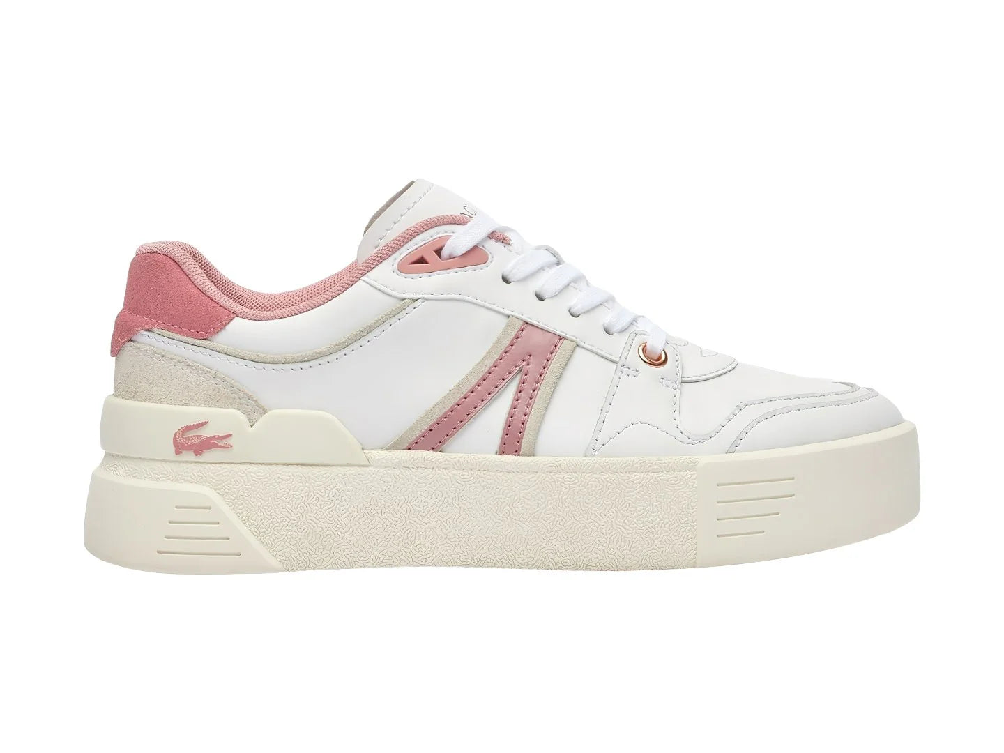 Tenis Lacoste L002 Evo Blanco y Rosa para Mujer