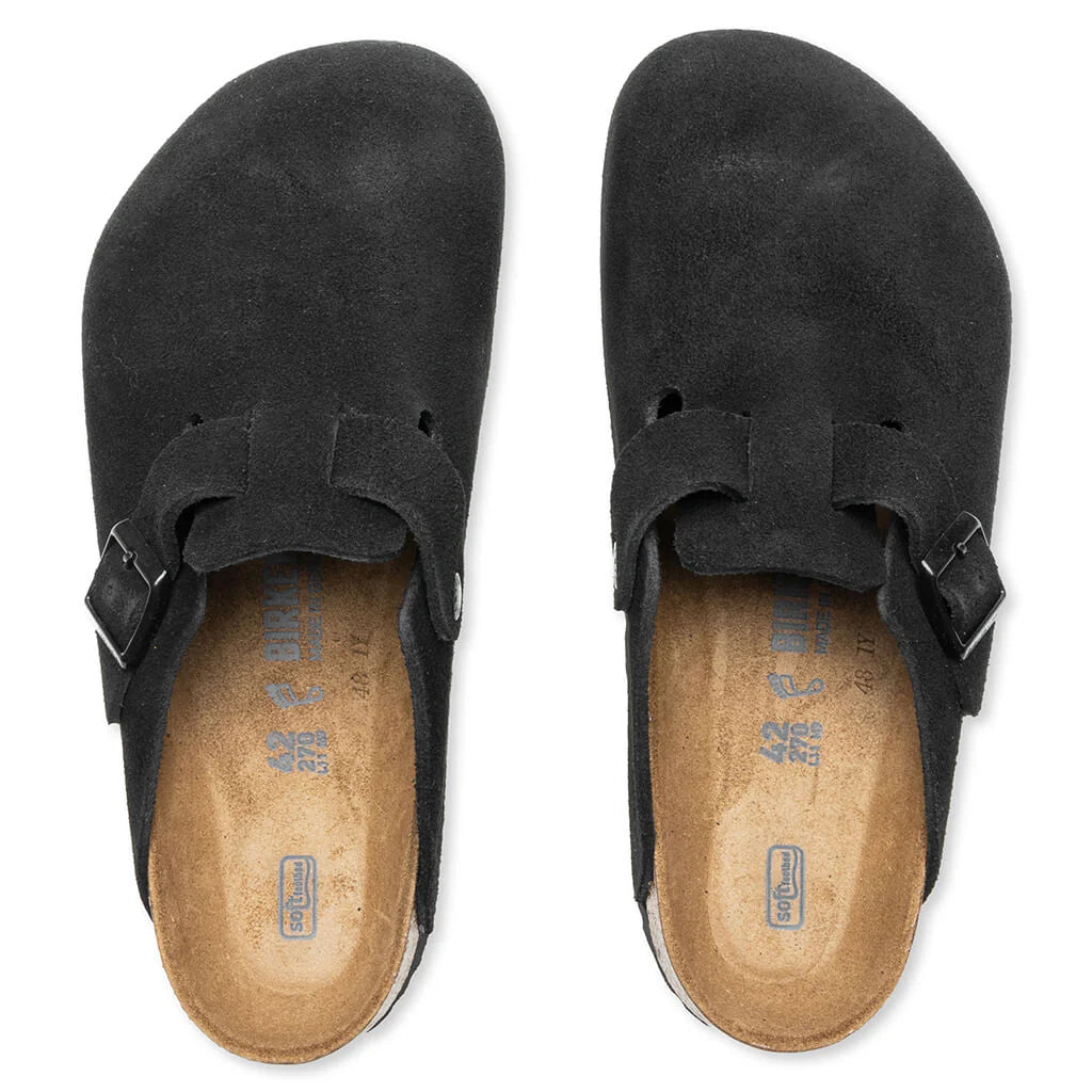 Wide Boston Soft Footbed Suede Black