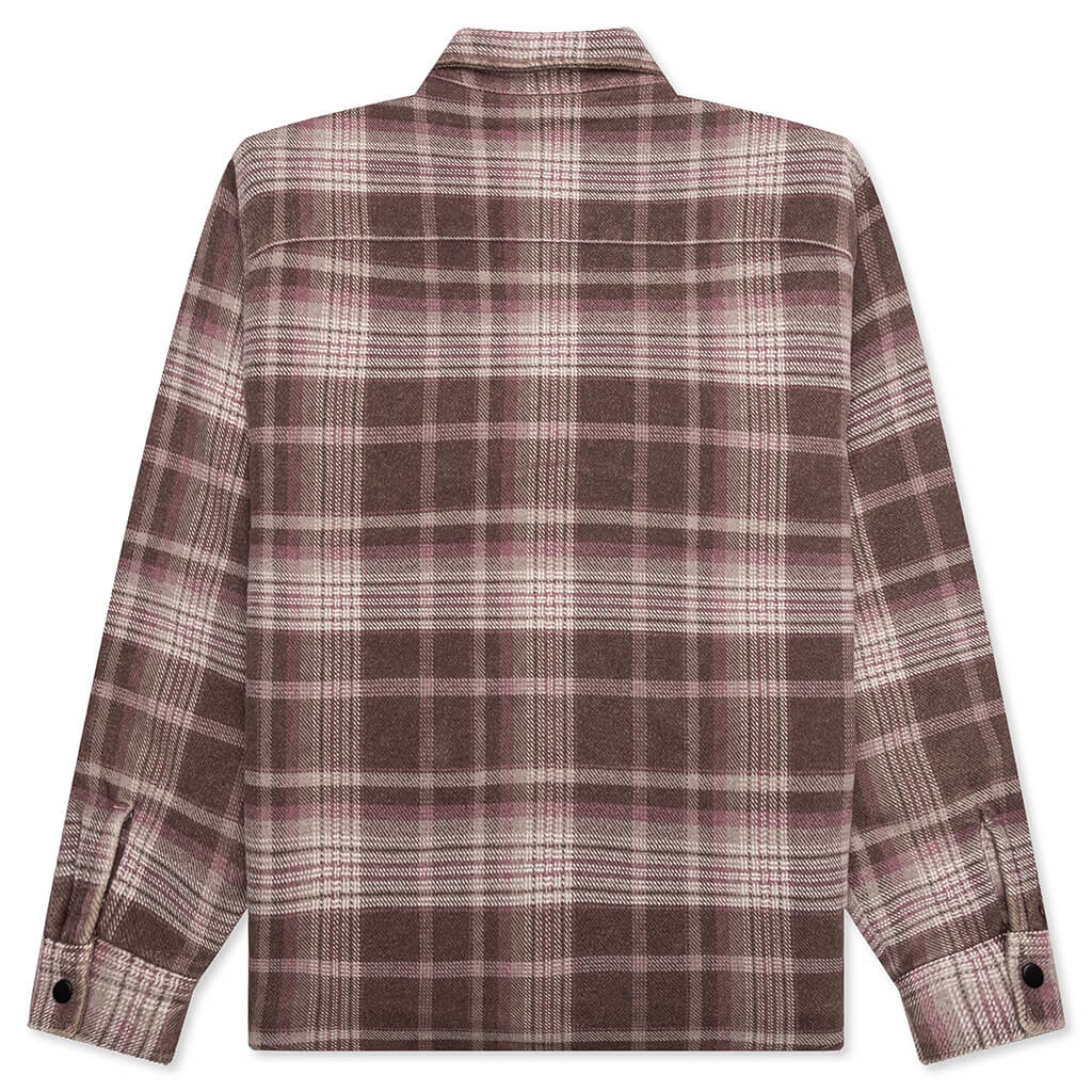 Heavy Washed Plaid Shirt Brown