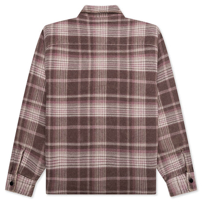 Heavy Washed Plaid Shirt Brown