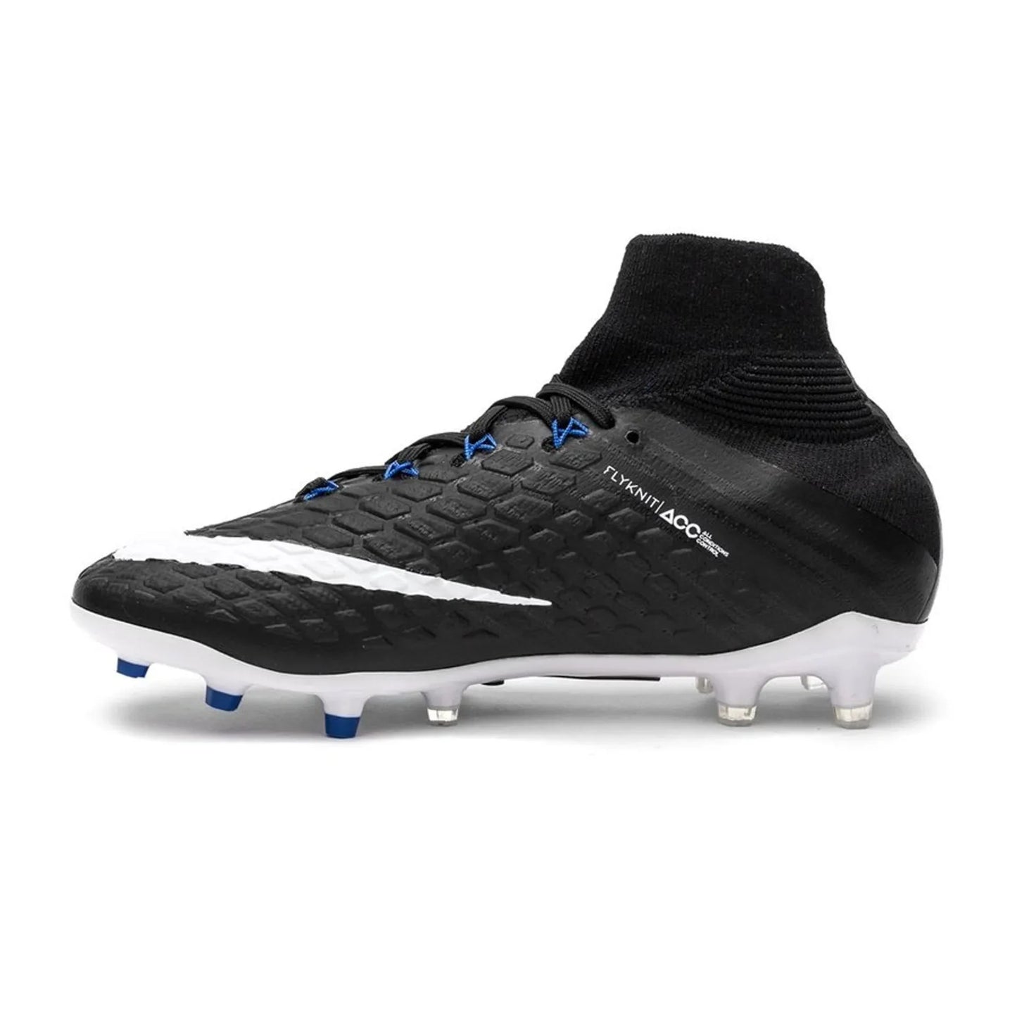 Nike Kids Jr Hypervenom Phantom III Dynamic Fit FG Firm Ground Soccer Cleats Black White Royal