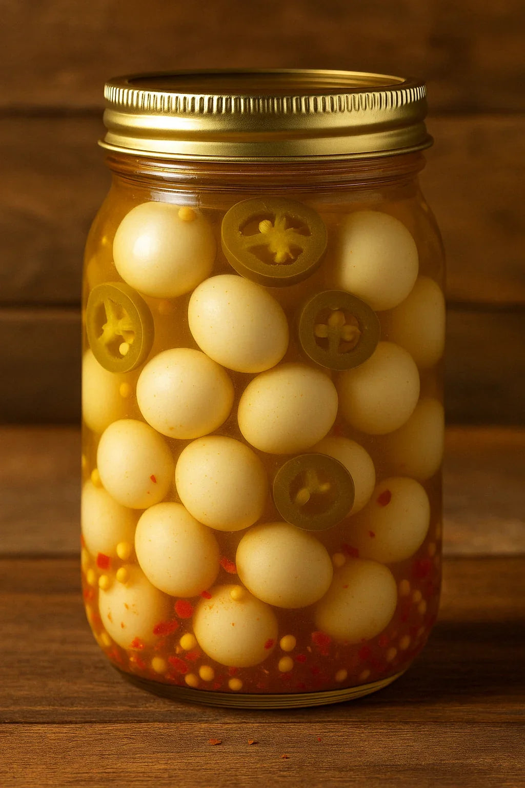 Spicy Cajun Pickled Quail Eggs in Jar, Jalapeño Infused Savory Snack