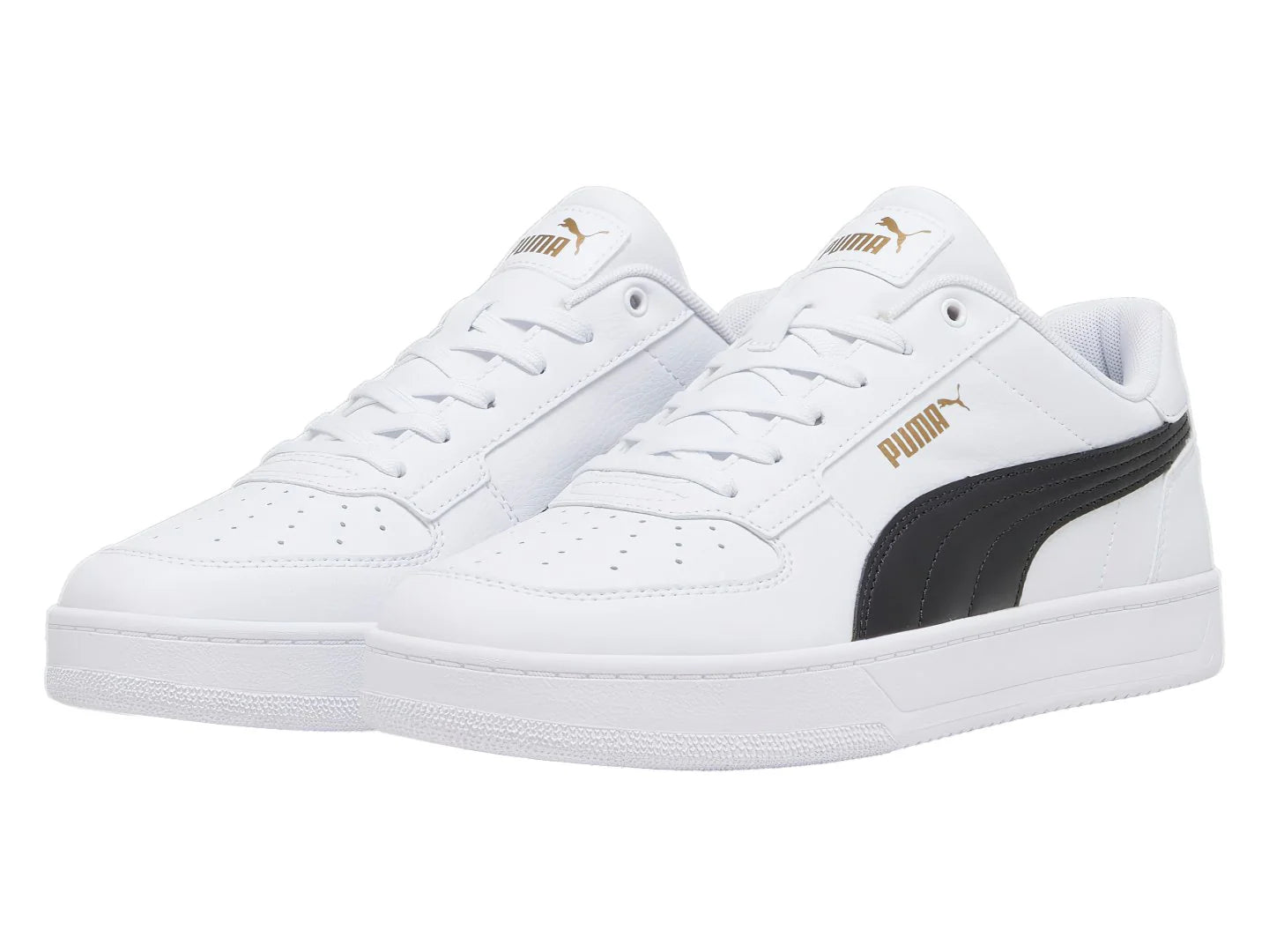 Tenis PUMA Caven 20 Blanco con Negro y Dorado para Hombre