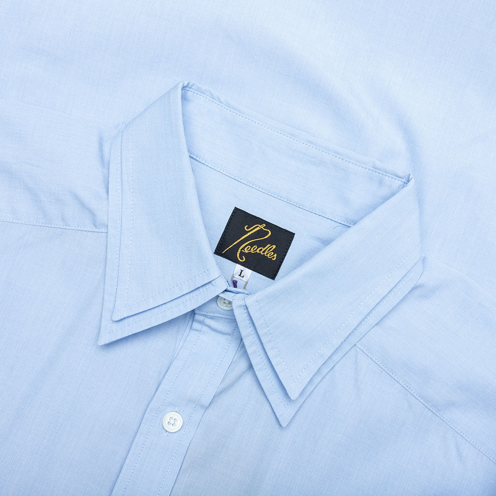 Double Regular Collar Shirt Sax Blue