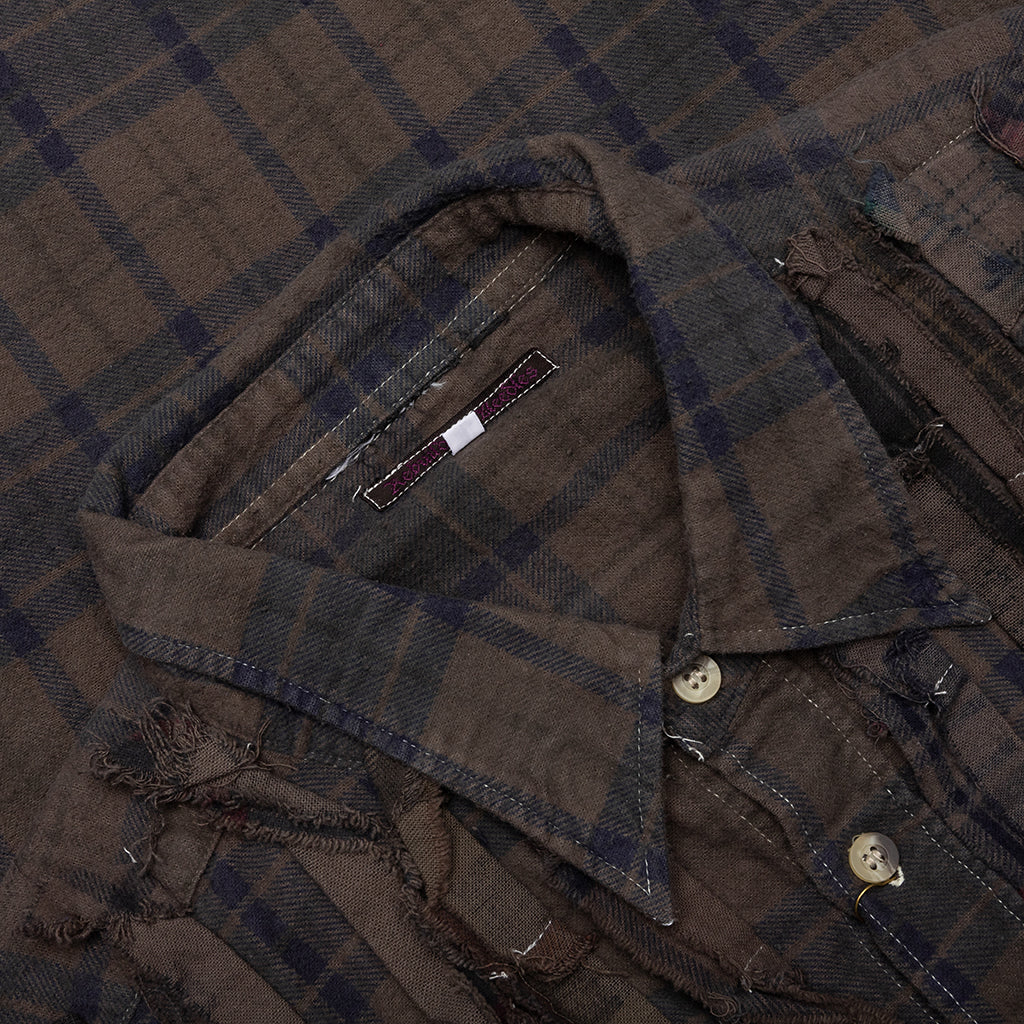 Over Dyed Ribbon Shirt Brown