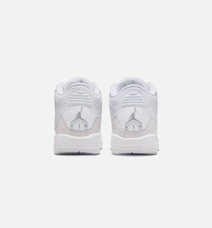 Air Jordan 3 Retro White And Silver Grade School Lifestyle Shoe White Metallic Silver Free Shipping