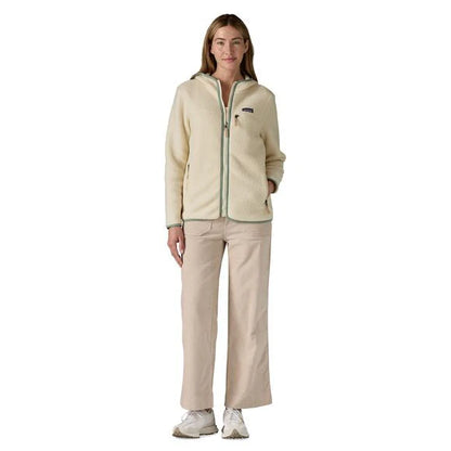 Women's Retro Pile Fleece Hoody in Natural w/ Ellwood Green