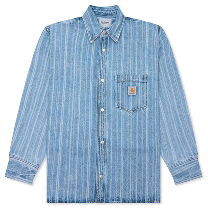 Rylan Denim Shirt Jacket Rylan Stripe Blue Stone Bleached