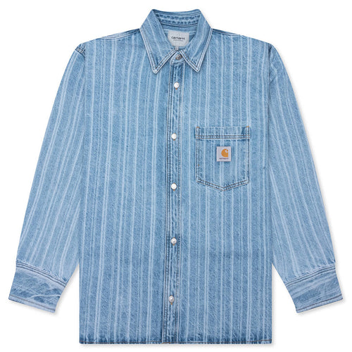 Rylan Denim Shirt Jacket Rylan Stripe Blue Stone Bleached