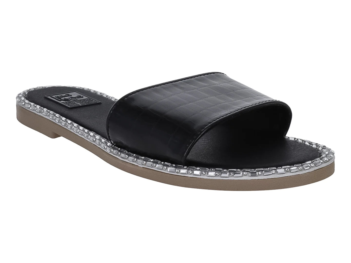 Sandalias Luna Rosa Negro con Piedras para Mujer