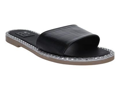 Sandalias Luna Rosa Negro con Piedras para Mujer