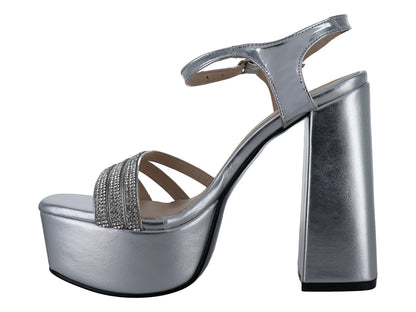 Zapatillas de Tacón Plata Roze para Mujer