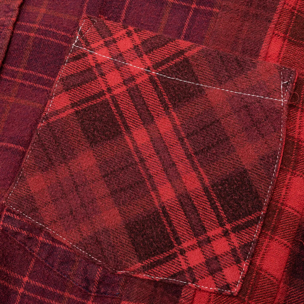 Flannel Shirt 7 Cuts Shirt Over Dye Red