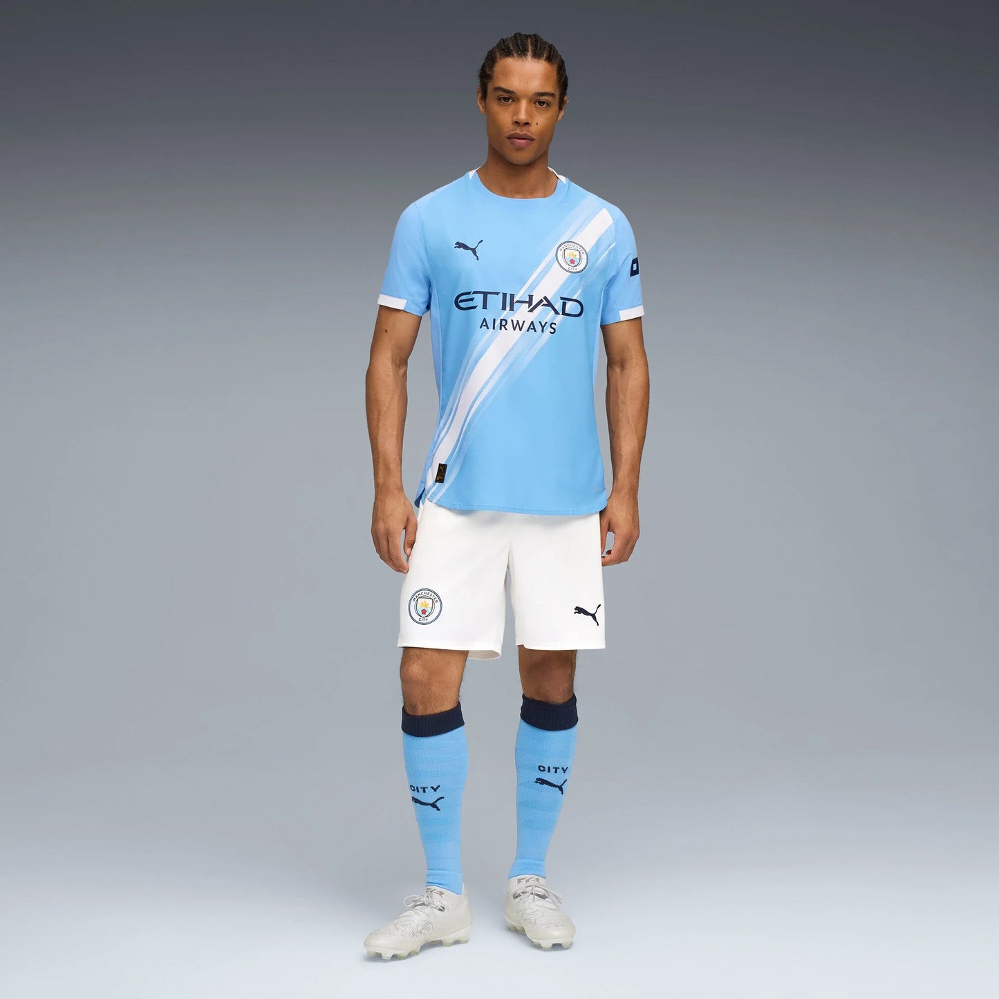 PUMA Manchester City Home Mens Soccer Jersey 25 26 Light Blue White
