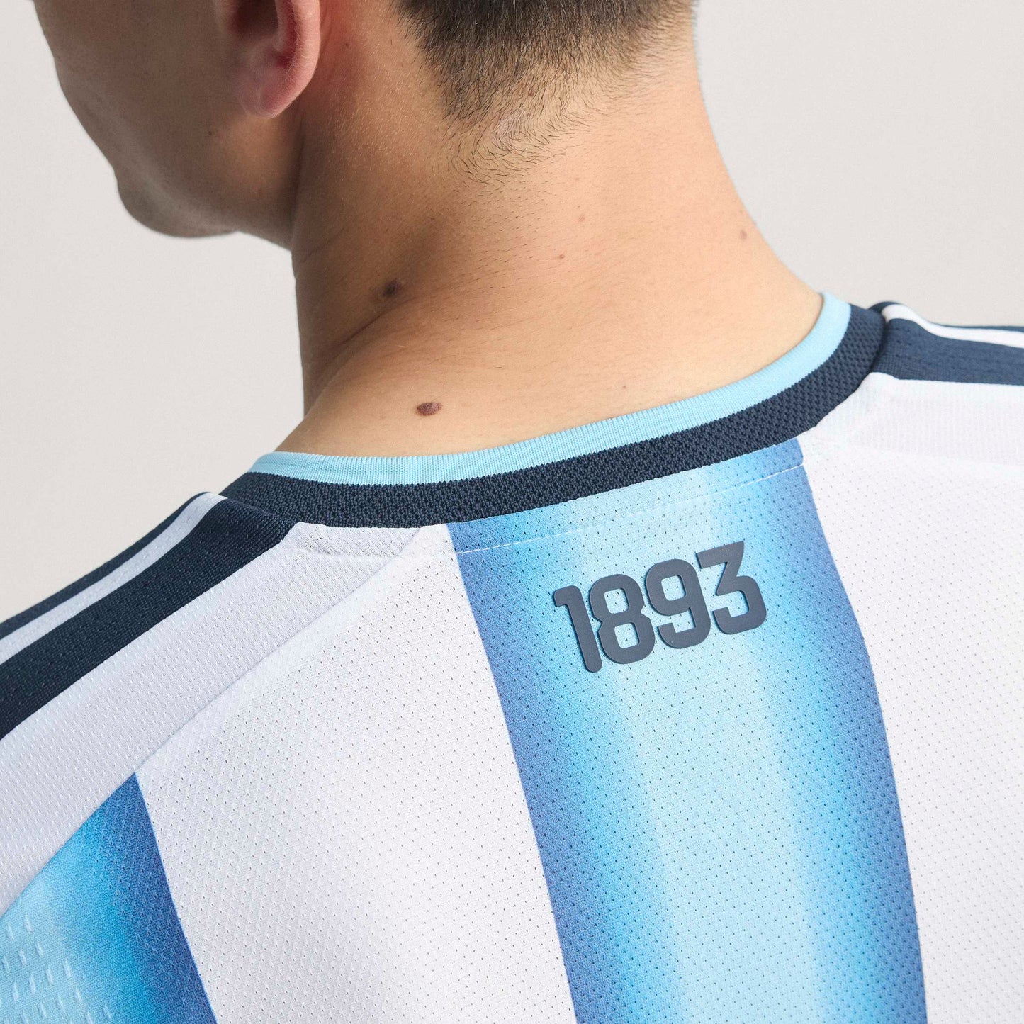 adidas Argentina Home Authentic Long Sleeve Mens Soccer Jersey 26 White Blue