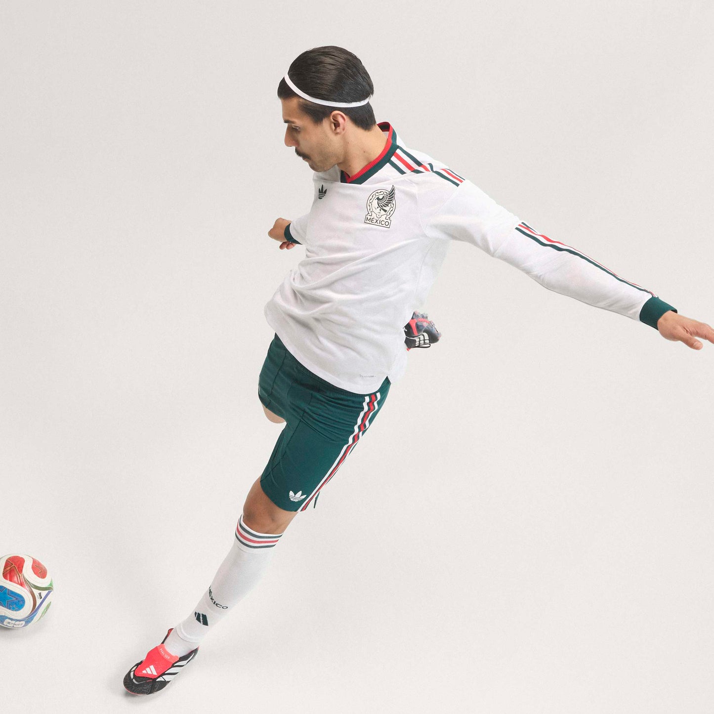 adidas Mexico Away Authentic Long Sleeve Mens Soccer Jersey 2026 White