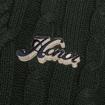Cable Zip Henley Green