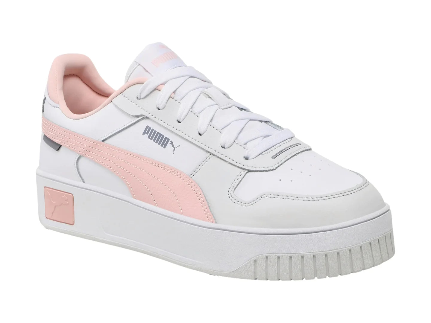 Tenis PUMA Carina Street Blancos con Detalles Rosa y Gris