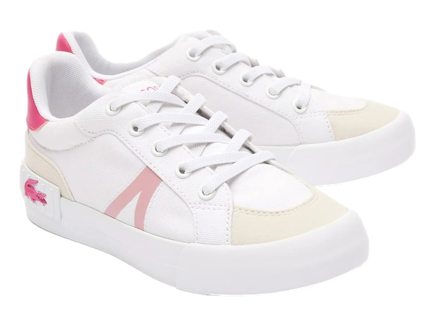 Tenis Lacoste Blanco y Rosa para Niña
