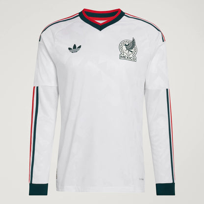 adidas Mexico Away Authentic Long Sleeve Mens Soccer Jersey 2026 White