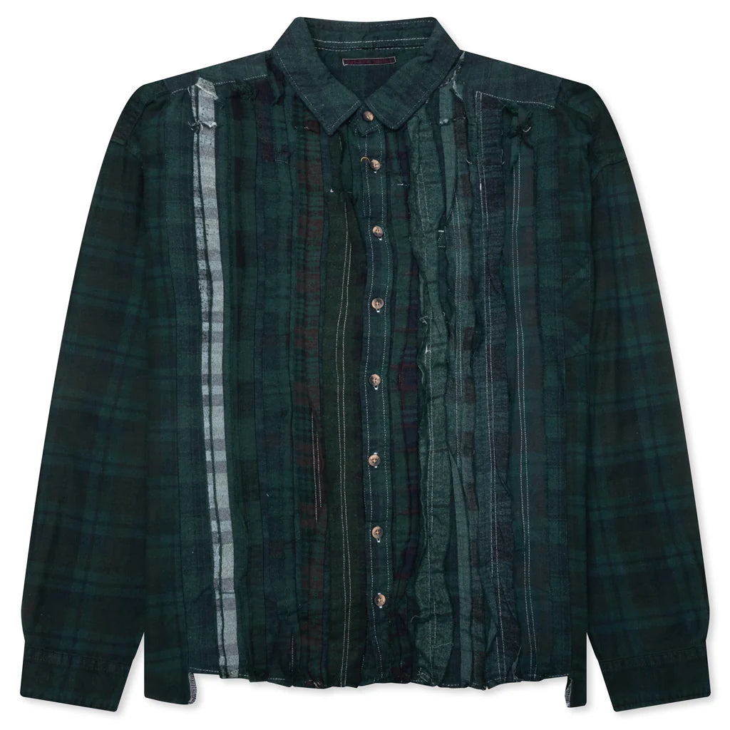 Over Dyed Ribbon Wide Shirt Green
