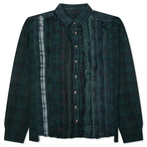 Over Dyed Ribbon Wide Shirt Green