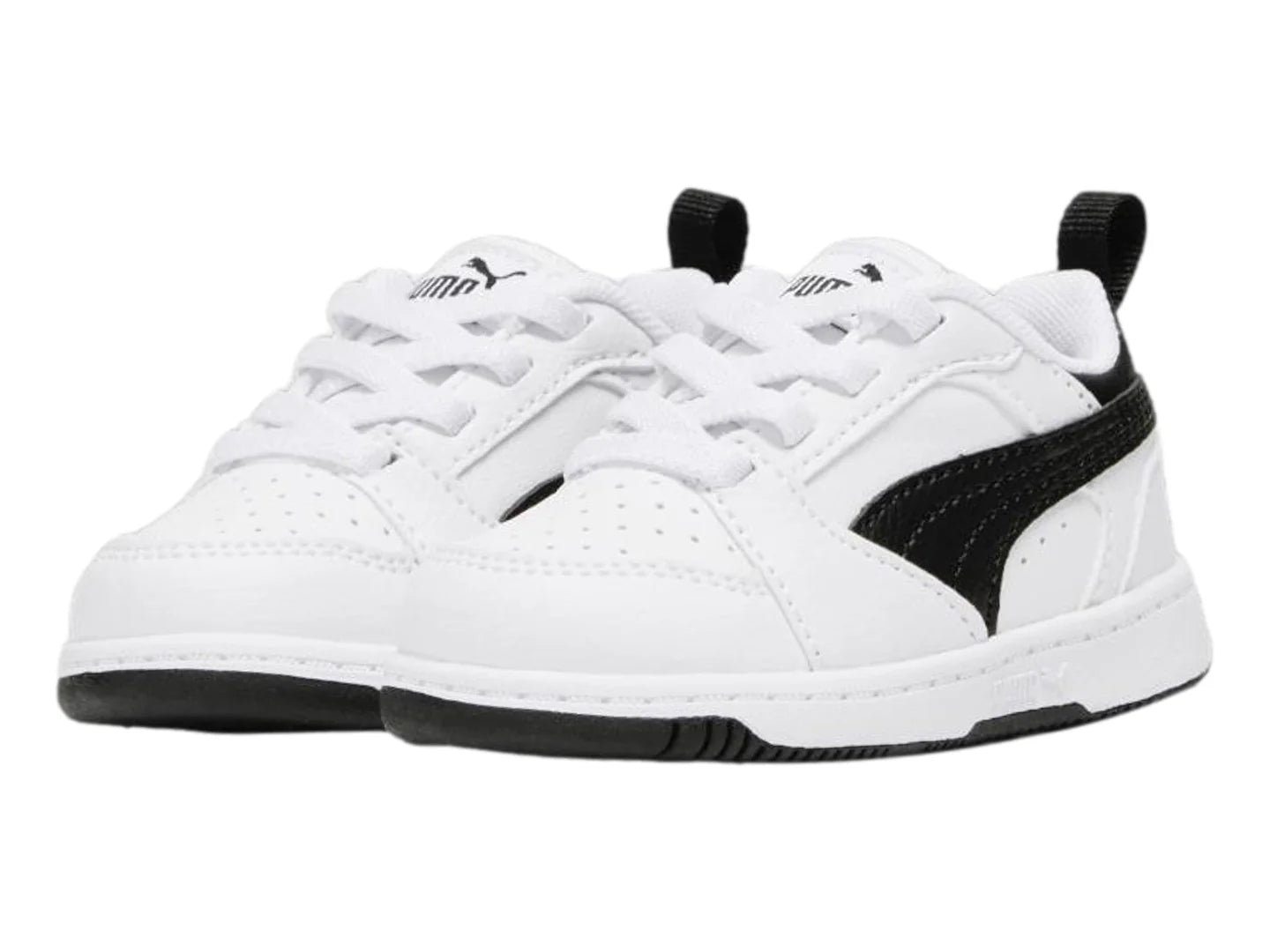 Tenis PUMA Rebound V6 Lo AC Blanco y Negro para Niño