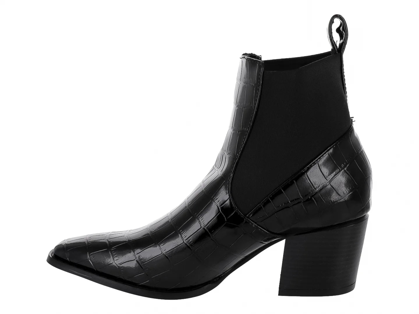 Botines Diana Denisse Negro Charol Caimán para Mujer