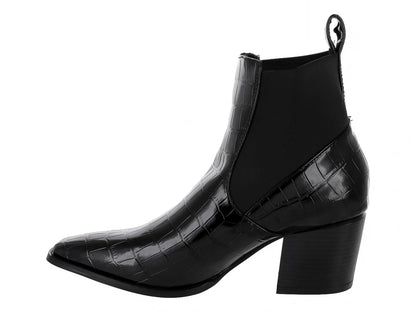 Botines Diana Denisse Negro Charol Caimán para Mujer