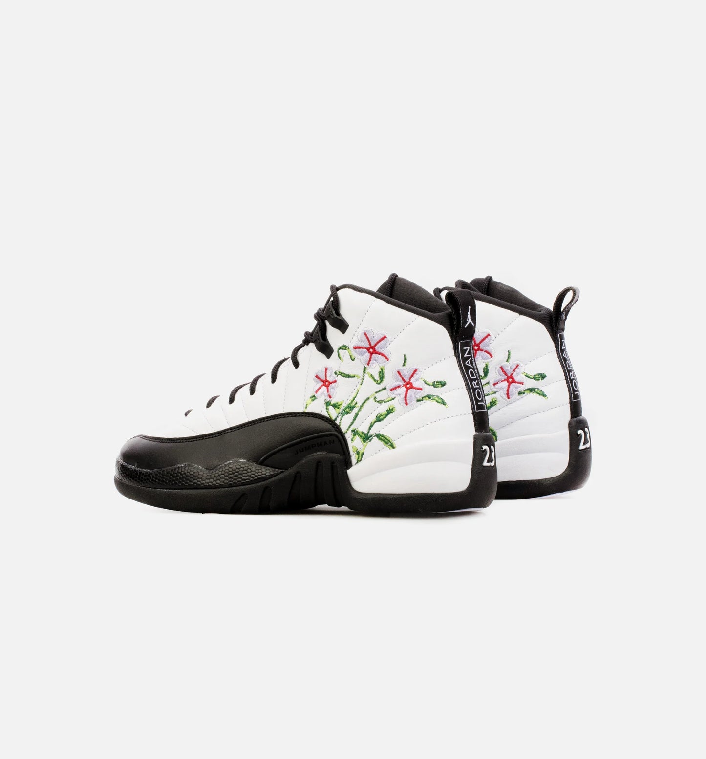 Air Jordan 12 Retro Floral Grade School Lifestyle Shoe Black White