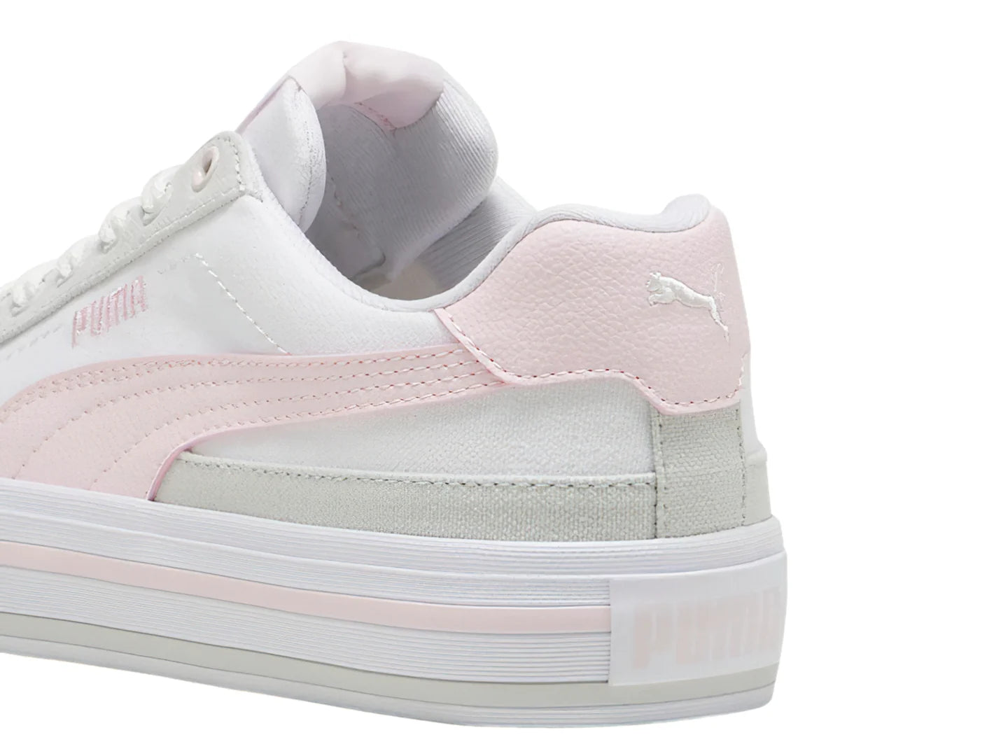 Tenis PUMA Court Classic Vulc Blanco y Rosa para Mujer
