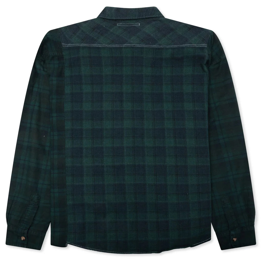 Over Dyed Ribbon Wide Shirt Green