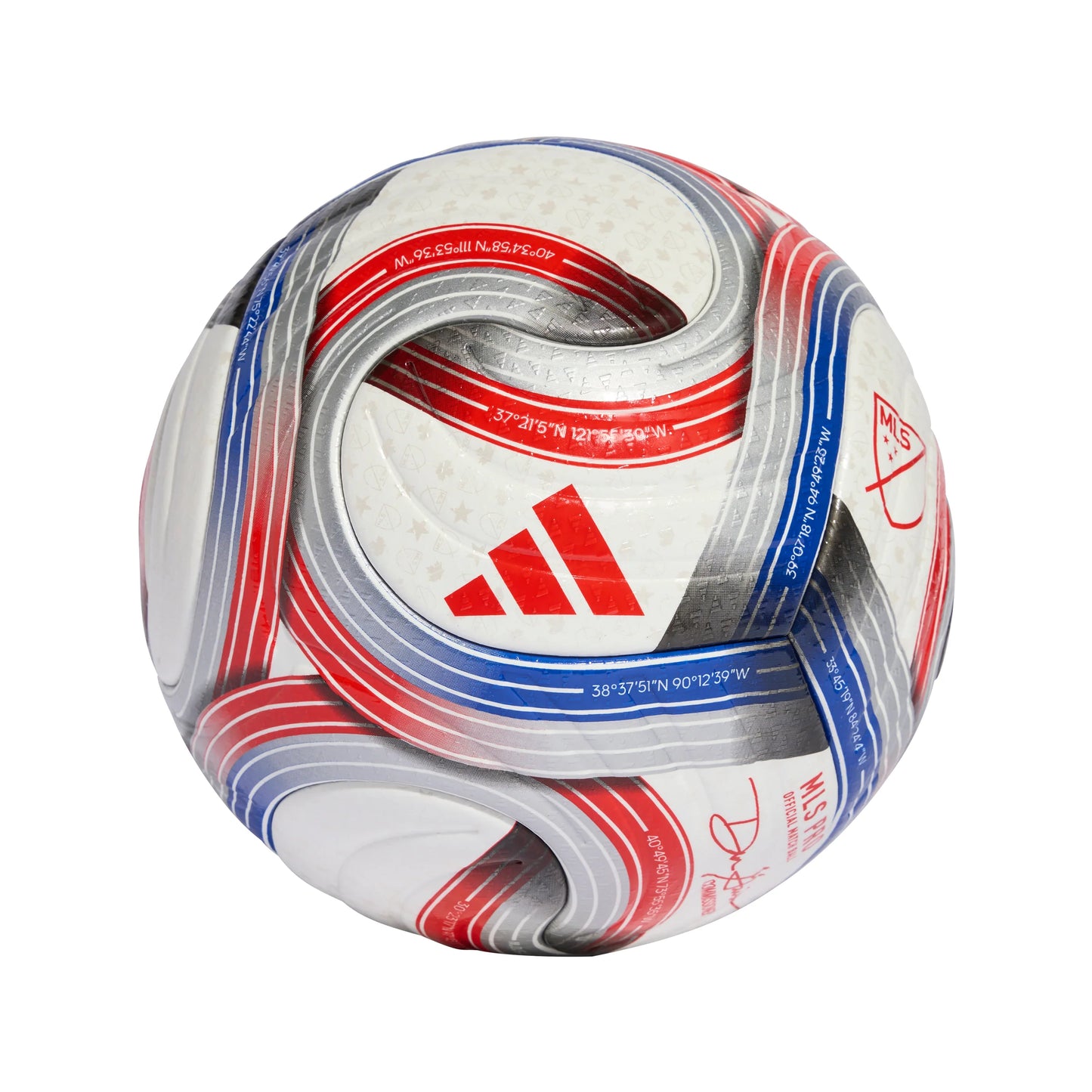 adidas 2026 Major League Soccer Pro Ball White Royal Blue Red Silver