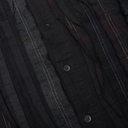 Over Dyed Ribbon Wide Shirt Black