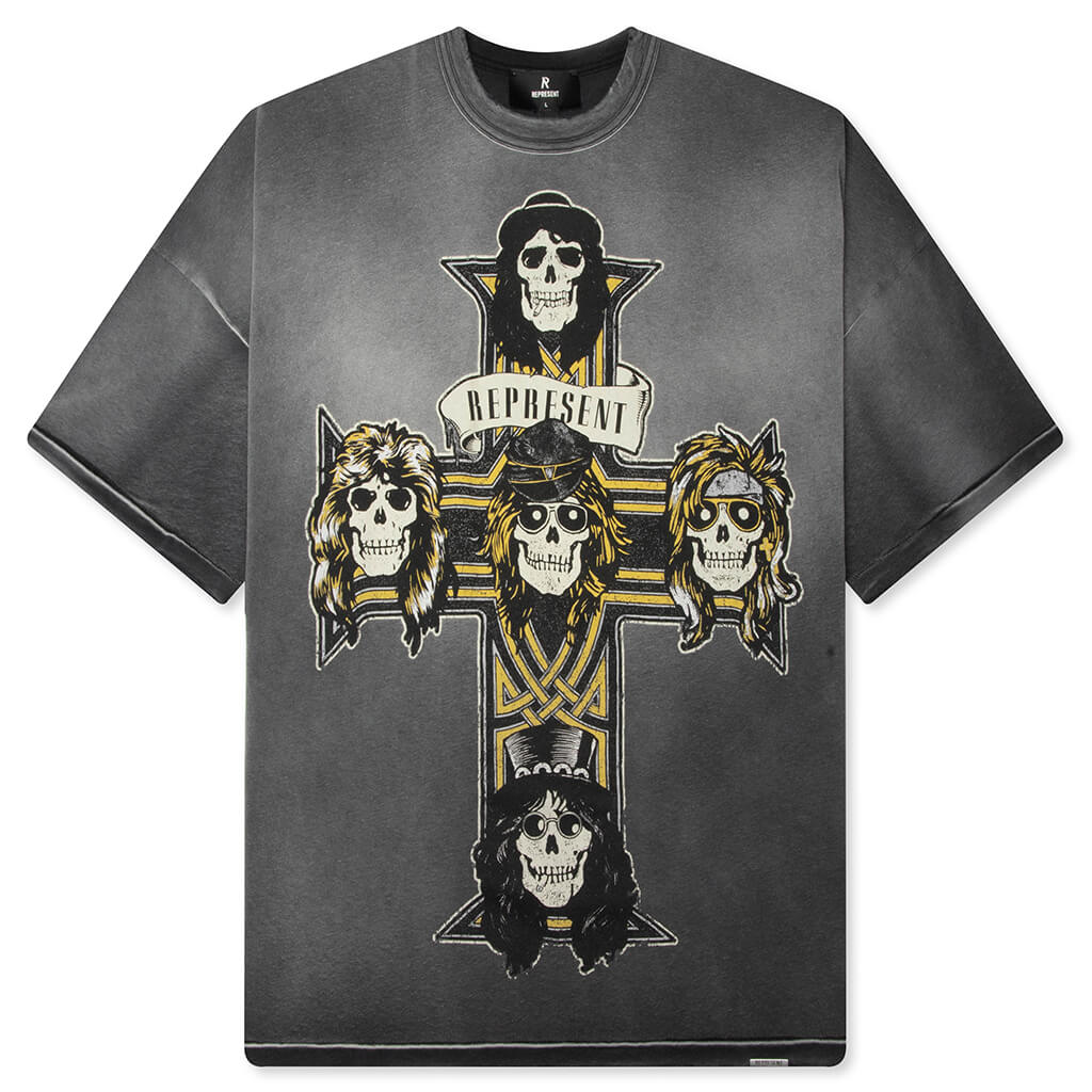 Represent x Guns N Roses Cross T Shirt Stained Black