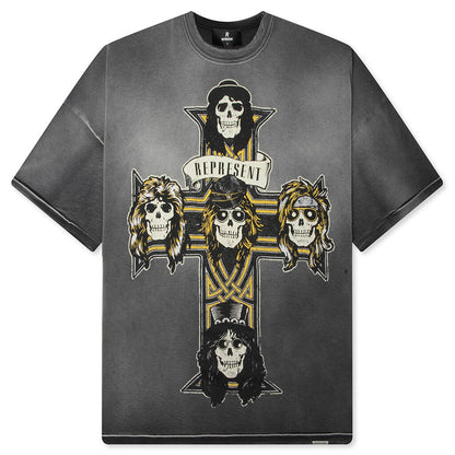 Represent x Guns N Roses Cross T Shirt Stained Black