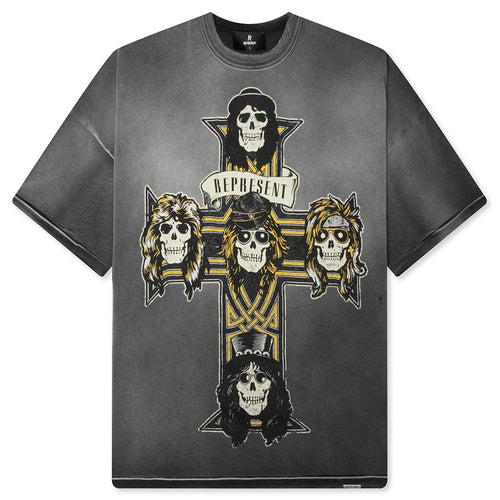 Represent x Guns N Roses Cross T Shirt Stained Black