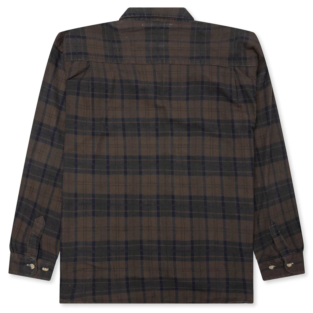 Over Dyed Ribbon Shirt Brown