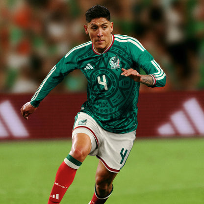 adidas Mexico Home Authentic Long Sleeve Soccer Mens Jersey 26 Green