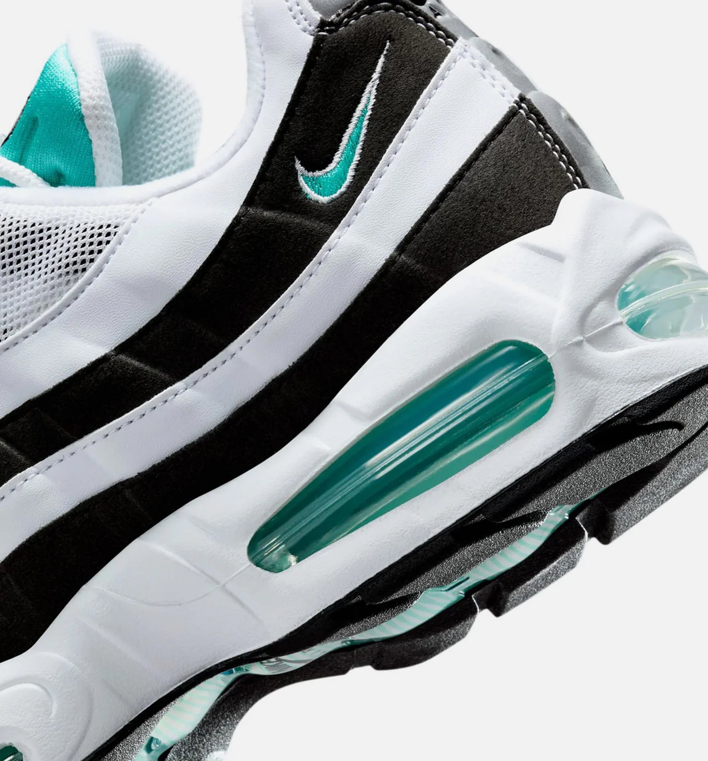 Air Max 95 OG Big Bubble Black Border Mens Lifestyle Shoe White Hyper Jade Black Metallic Silver