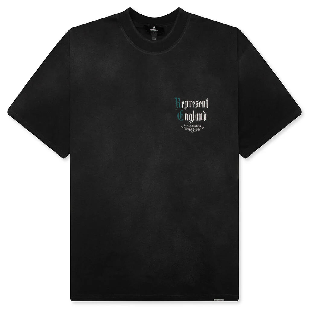 Private Members T Shirt Stained Black