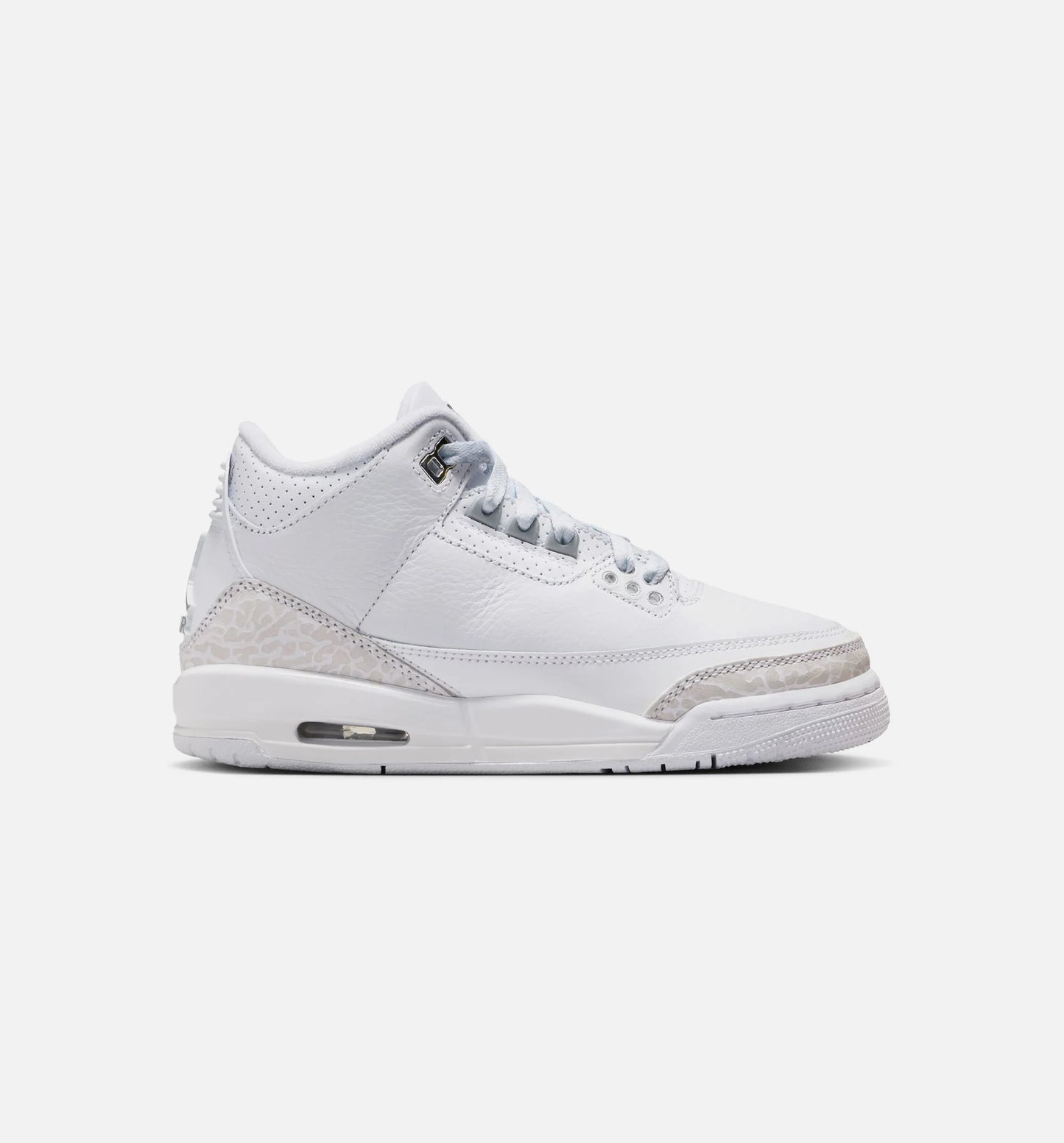 Air Jordan 3 Retro White And Silver Grade School Lifestyle Shoe White Metallic Silver Free Shipping